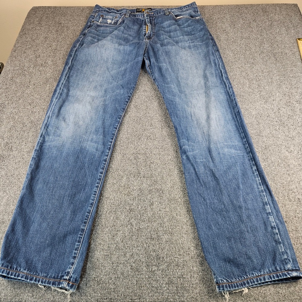 Lucky‎ Brand 329 Classic Straight Mens Blue Jeans 38x36 Medium Wash Denim